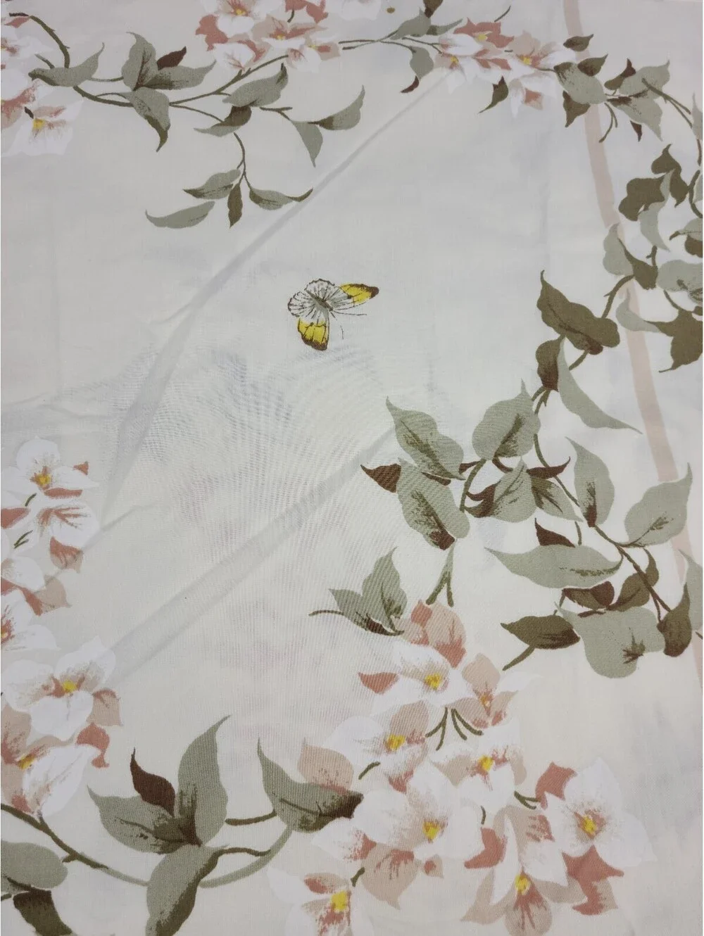 Springmaid Non Iron Percale Butterfly Floral Flat Sheet Queen